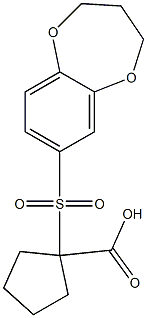 1-(3,4-dihydro-2H-1,5-benzodioxepin-7-ylsulfonyl)cyclopentanecarboxylic acid Struktur