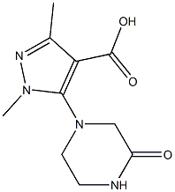 1,3-dimethyl-5-(3-oxopiperazin-1-yl)-1H-pyrazole-4-carboxylic acid Struktur