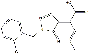 1-[(2-chlorophenyl)methyl]-6-methyl-1H-pyrazolo[3,4-b]pyridine-4-carboxylic acid Struktur