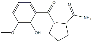 1-[(2-hydroxy-3-methoxyphenyl)carbonyl]pyrrolidine-2-carboxamide Struktur