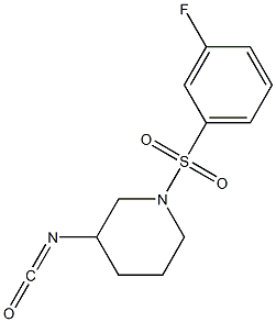 1-[(3-fluorophenyl)sulfonyl]-3-isocyanatopiperidine Struktur