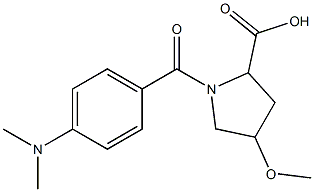 1-[4-(dimethylamino)benzoyl]-4-methoxypyrrolidine-2-carboxylic acid Struktur