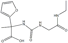 2-({[(ethylcarbamoyl)methyl]carbamoyl}amino)-2-(furan-2-yl)propanoic acid Struktur