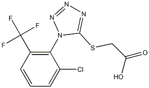 2-({1-[2-chloro-6-(trifluoromethyl)phenyl]-1H-1,2,3,4-tetrazol-5-yl}sulfanyl)acetic acid Struktur