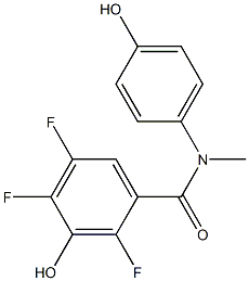 2,4,5-trifluoro-3-hydroxy-N-(4-hydroxyphenyl)-N-methylbenzamide Struktur