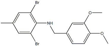 2,6-dibromo-N-[(3,4-dimethoxyphenyl)methyl]-4-methylaniline Struktur