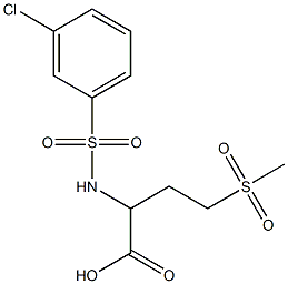 2-[(3-chlorobenzene)sulfonamido]-4-methanesulfonylbutanoic acid Struktur