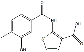 2-[(3-hydroxy-4-methylbenzoyl)amino]thiophene-3-carboxylic acid Struktur