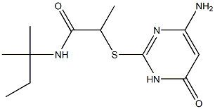 2-[(4-amino-6-oxo-1,6-dihydropyrimidin-2-yl)sulfanyl]-N-(2-methylbutan-2-yl)propanamide Struktur