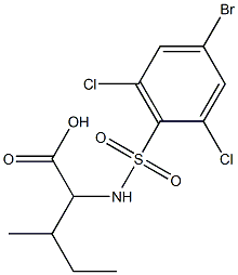 2-[(4-bromo-2,6-dichlorobenzene)sulfonamido]-3-methylpentanoic acid Struktur