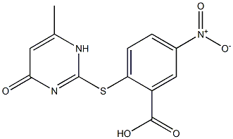 2-[(6-methyl-4-oxo-1,4-dihydropyrimidin-2-yl)sulfanyl]-5-nitrobenzoic acid Struktur