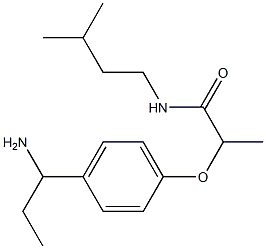 2-[4-(1-aminopropyl)phenoxy]-N-(3-methylbutyl)propanamide Struktur