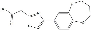 2-[4-(3,4-dihydro-2H-1,5-benzodioxepin-7-yl)-1,3-thiazol-2-yl]acetic acid Struktur