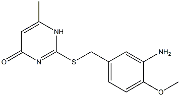 2-{[(3-amino-4-methoxyphenyl)methyl]sulfanyl}-6-methyl-1,4-dihydropyrimidin-4-one Struktur