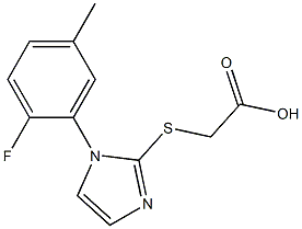 2-{[1-(2-fluoro-5-methylphenyl)-1H-imidazol-2-yl]sulfanyl}acetic acid Struktur