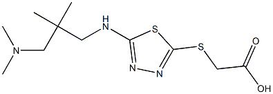 2-{[5-({2-[(dimethylamino)methyl]-2-methylpropyl}amino)-1,3,4-thiadiazol-2-yl]sulfanyl}acetic acid Struktur