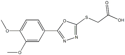 2-{[5-(3,4-dimethoxyphenyl)-1,3,4-oxadiazol-2-yl]sulfanyl}acetic acid Struktur