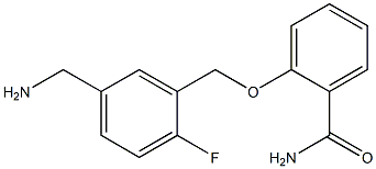 2-{[5-(aminomethyl)-2-fluorophenyl]methoxy}benzamide Struktur