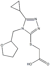 2-{[5-cyclopropyl-4-(oxolan-2-ylmethyl)-4H-1,2,4-triazol-3-yl]sulfanyl}acetic acid Struktur