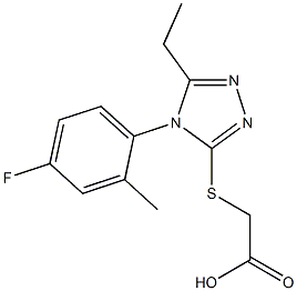 2-{[5-ethyl-4-(4-fluoro-2-methylphenyl)-4H-1,2,4-triazol-3-yl]sulfanyl}acetic acid Struktur