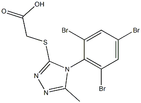 2-{[5-methyl-4-(2,4,6-tribromophenyl)-4H-1,2,4-triazol-3-yl]sulfanyl}acetic acid Struktur