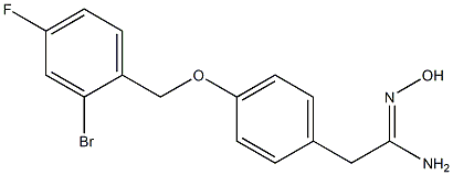 2-{4-[(2-bromo-4-fluorophenyl)methoxy]phenyl}-N'-hydroxyethanimidamide Struktur