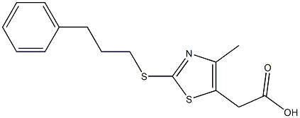 2-{4-methyl-2-[(3-phenylpropyl)sulfanyl]-1,3-thiazol-5-yl}acetic acid Struktur