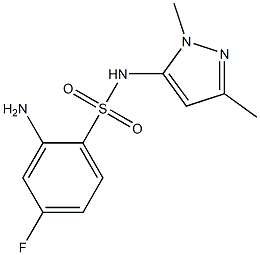 2-amino-N-(1,3-dimethyl-1H-pyrazol-5-yl)-4-fluorobenzene-1-sulfonamide Struktur