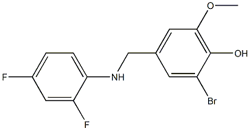 2-bromo-4-{[(2,4-difluorophenyl)amino]methyl}-6-methoxyphenol Struktur