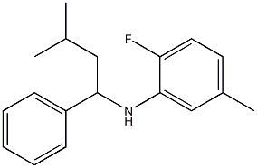 2-fluoro-5-methyl-N-(3-methyl-1-phenylbutyl)aniline Struktur