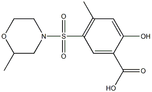 2-hydroxy-4-methyl-5-[(2-methylmorpholine-4-)sulfonyl]benzoic acid Struktur