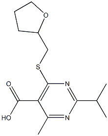 2-isopropyl-4-methyl-6-[(tetrahydrofuran-2-ylmethyl)thio]pyrimidine-5-carboxylic acid Struktur