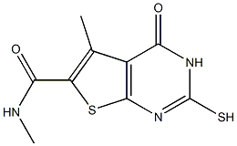 2-mercapto-N,5-dimethyl-4-oxo-3,4-dihydrothieno[2,3-d]pyrimidine-6-carboxamide Struktur