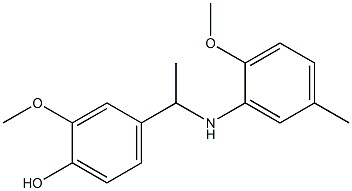 2-methoxy-4-{1-[(2-methoxy-5-methylphenyl)amino]ethyl}phenol Struktur