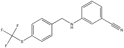 3-[({4-[(trifluoromethyl)sulfanyl]phenyl}methyl)amino]benzonitrile Struktur