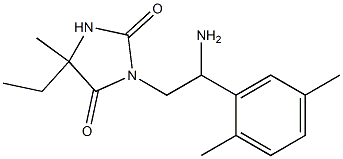 3-[2-amino-2-(2,5-dimethylphenyl)ethyl]-5-ethyl-5-methylimidazolidine-2,4-dione Struktur