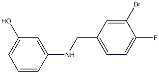 3-{[(3-bromo-4-fluorophenyl)methyl]amino}phenol Struktur