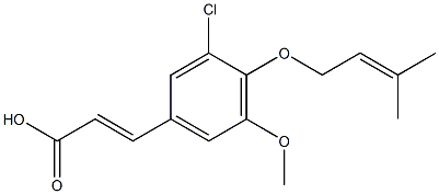 3-{3-chloro-5-methoxy-4-[(3-methylbut-2-en-1-yl)oxy]phenyl}prop-2-enoic acid Struktur