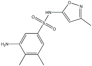 3-amino-4,5-dimethyl-N-(3-methyl-1,2-oxazol-5-yl)benzene-1-sulfonamide Struktur