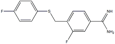 3-fluoro-4-{[(4-fluorophenyl)sulfanyl]methyl}benzene-1-carboximidamide Struktur