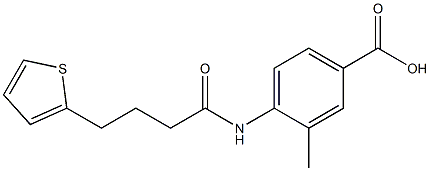 3-methyl-4-[4-(thiophen-2-yl)butanamido]benzoic acid Struktur