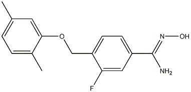 4-(2,5-dimethylphenoxymethyl)-3-fluoro-N'-hydroxybenzene-1-carboximidamide Struktur