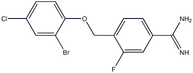 4-(2-bromo-4-chlorophenoxymethyl)-3-fluorobenzene-1-carboximidamide Struktur