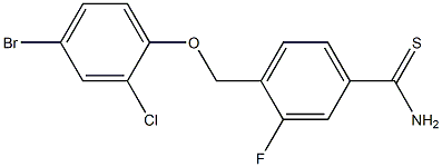 4-(4-bromo-2-chlorophenoxymethyl)-3-fluorobenzene-1-carbothioamide Struktur