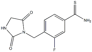 4-[(2,5-dioxoimidazolidin-1-yl)methyl]-3-fluorobenzenecarbothioamide Struktur