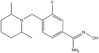 4-[(2,6-dimethylpiperidin-1-yl)methyl]-3-fluoro-N'-hydroxybenzenecarboximidamide Struktur