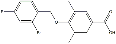 4-[(2-bromo-4-fluorophenyl)methoxy]-3,5-dimethylbenzoic acid Struktur