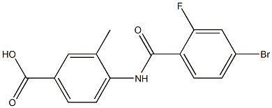 4-[(4-bromo-2-fluorobenzene)amido]-3-methylbenzoic acid Struktur