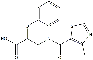 4-[(4-methyl-1,3-thiazol-5-yl)carbonyl]-3,4-dihydro-2H-1,4-benzoxazine-2-carboxylic acid Struktur