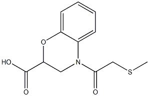 4-[2-(methylsulfanyl)acetyl]-3,4-dihydro-2H-1,4-benzoxazine-2-carboxylic acid Struktur